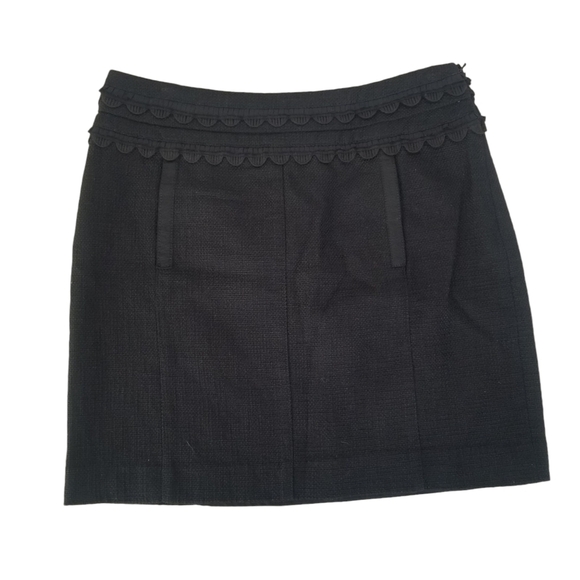 Tory Burch Tweed Black Mini Skirt Size 4 Scalloped Detail with Pockets - Picture 1 of 10